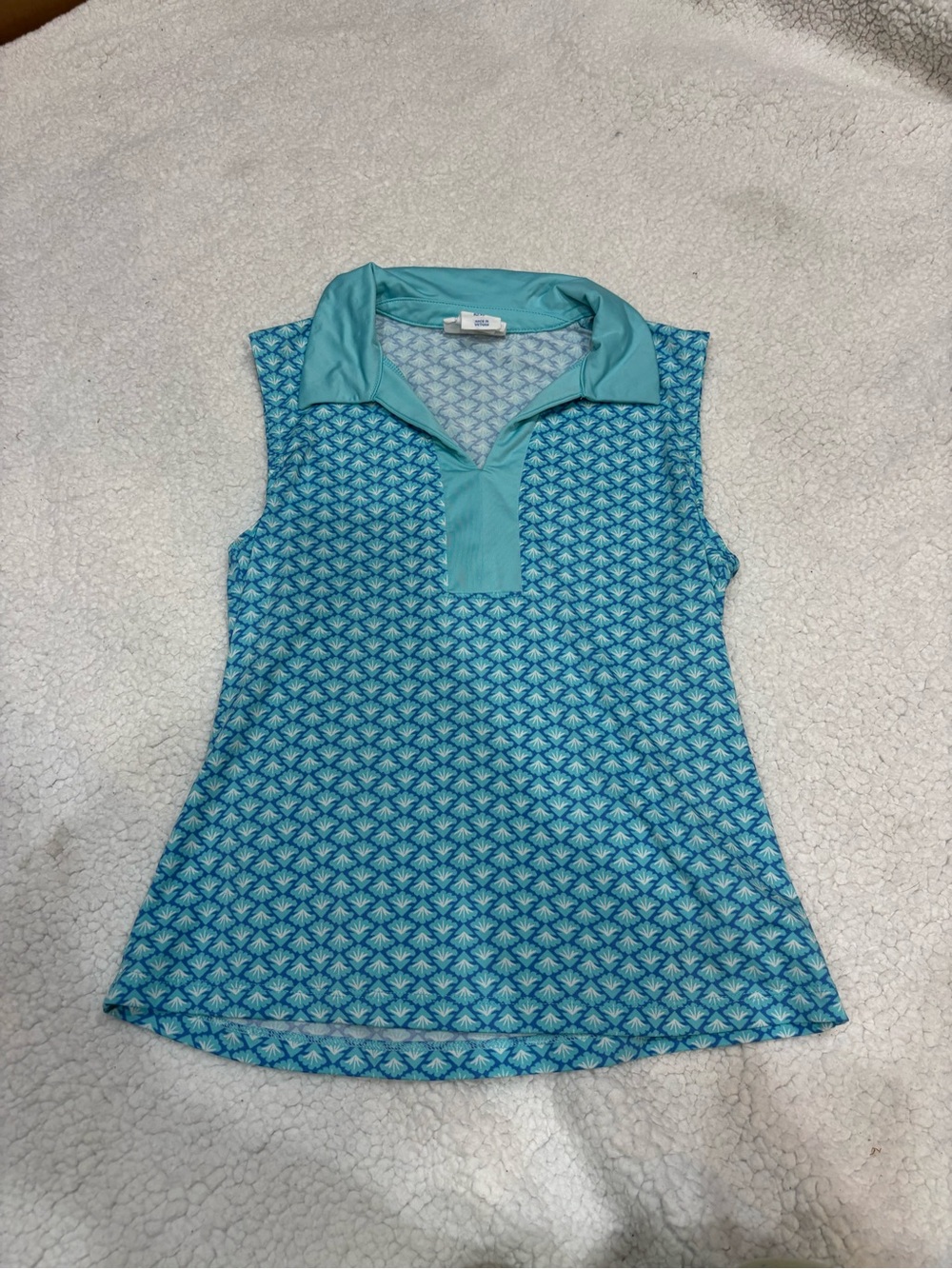Sleeveless Sigrid Olsen Blue Polo Tank Top XS